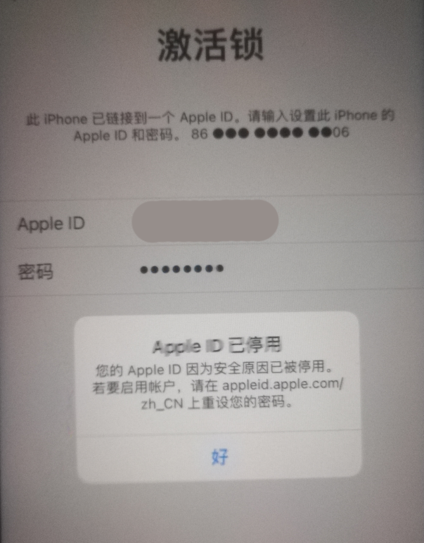 紫金苹果手机维修分享iPhone 12 出现提示“Apple ID 已停用”怎么办 