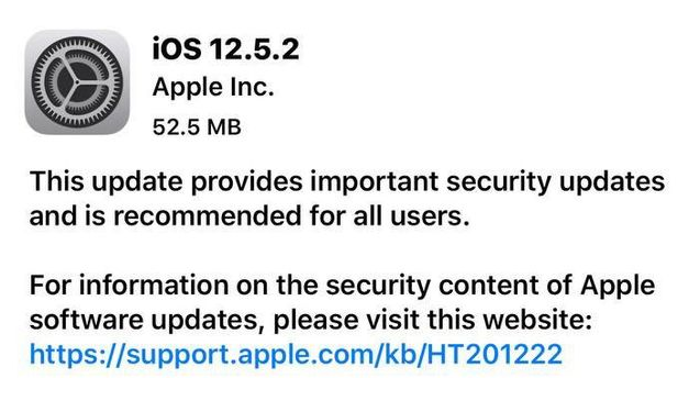 紫金苹果手机维修分享iOS12.5.2发布，建议所有老苹果用户安装 